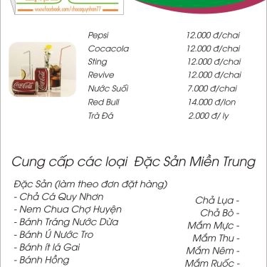 Thực đơn- Quán Ăn Miền Trung Quán - Món Ngon Miền Trung
