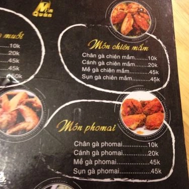 Thực đơn- Quán Ăn MIN - Lẩu Sạch & Chân Cánh Gà