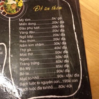 Thực đơn- Quán Ăn MIN - Lẩu Sạch & Chân Cánh Gà