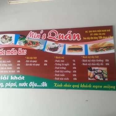 Thực đơn- Min's Quán - Bánh Mì & Xôi