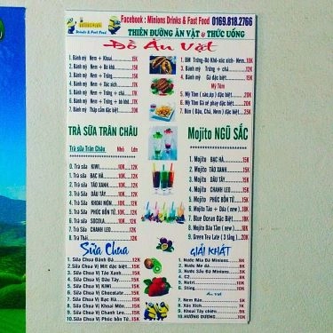 Thực đơn- Quán Ăn Minions - Drinks & Fast Food