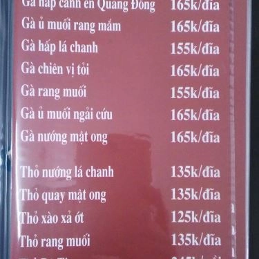 Thực đơn- Quán Ăn Vua Thỏ Mẹt - Thịt Thỏ, Gà Đồi, Cá Sông & Ba Ba