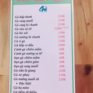 Thực đơn- Quán Ăn Mỏ Lết Quán - Hải Sản Tươi Sống