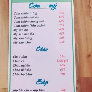 Thực đơn- Quán Ăn Mỏ Lết Quán - Hải Sản Tươi Sống