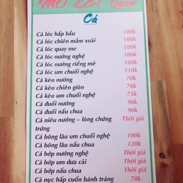 Thực đơn- Quán Ăn Mỏ Lết Quán - Hải Sản Tươi Sống