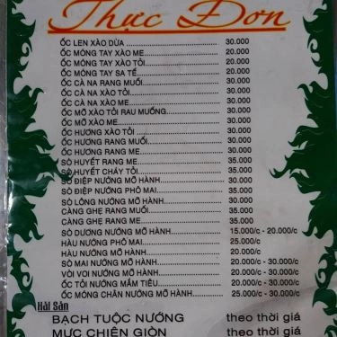 Thực đơn- Quán Ăn Mộc Hỏa - Cơm Tấm & Ốc