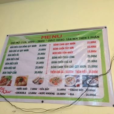 Thực đơn- Quán Ăn Mộc Liên - Bún Riêu Cua Đồng & Bún Bắp Bò