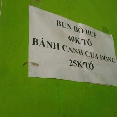 Thực đơn- Quán Ăn Cô Hương - Bún Bò & Mứt Huế