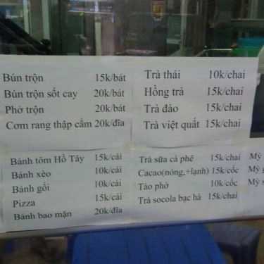 Thực đơn- Quán Ăn Hà Trang - Đồ Ăn Vặt
