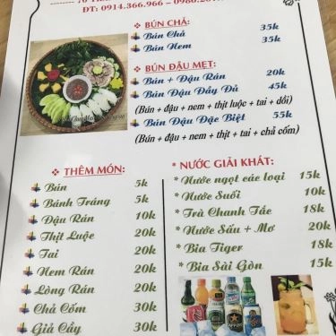 Thực đơn- Quán Ăn Món Ngon Hà Nội