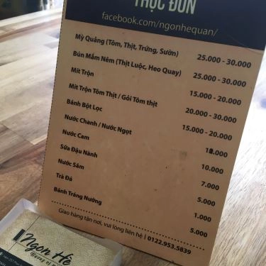 Thực đơn- Quán Ăn Ngon Hè Quán - Hương Vị Miền Trung