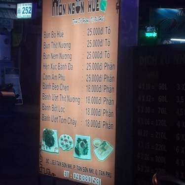Thực đơn- Quán Ăn Món Ngon Huế - Tân Sơn Nhì