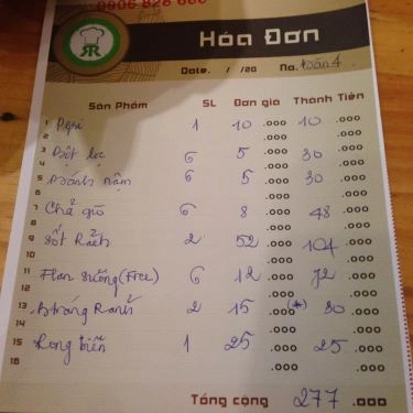 Thực đơn- Quán Ăn Món Ngon Rảnh