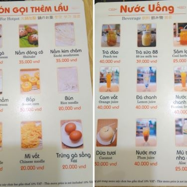 Thực đơn- Nhà Hàng Món Việt 88 - Vincom Mega Mall Thảo Điền