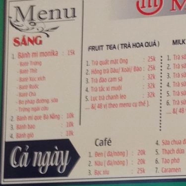 Tổng hợp- Nhà Hàng Monika - Drinks & Fastfood