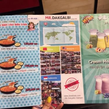 Thực đơn- Quán Ăn Mr. Dakgalbi - Ẩm Thực Hàn Quốc
