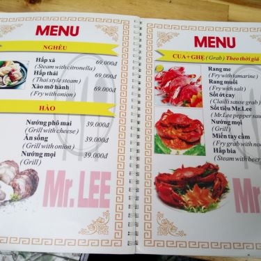 Thực đơn- Nhà Hàng Mr. Lee Restaurant - Hải Sản & Lẩu