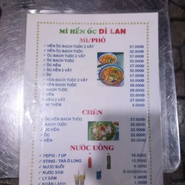 Thực đơn- Quán Ăn Mì Ốc Hến Dì Lan - Lê Hồng Phong