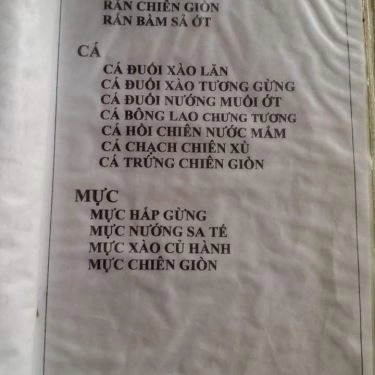 Thực đơn- Quán Ăn Mực Nướng Chợ Cũ