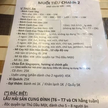 Thực đơn- Quán Ăn Muối Tiêu Chanh 2 - Bánh Canh Ghẹ