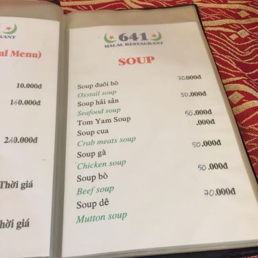 Thực đơn- Nhà Hàng Muslim Halal Restaurant - Ẩm Thực Ấn Độ & Malaysia