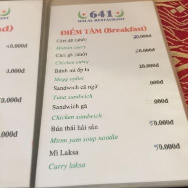 Thực đơn- Nhà Hàng Muslim Halal Restaurant - Ẩm Thực Ấn Độ & Malaysia