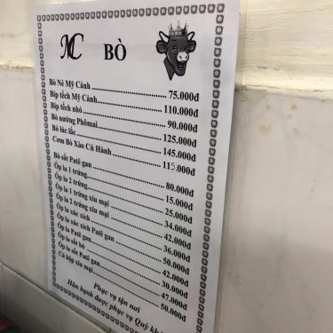 Thực đơn- Quán Ăn Bò Né Mỹ Cảnh