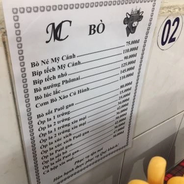 Thực đơn- Quán Ăn Bò Né Mỹ Cảnh