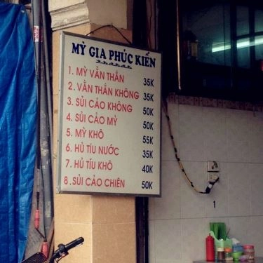 Thực đơn- Quán Ăn Mì Gia Phúc Kiến
