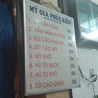 Thực đơn- Quán Ăn Mì Gia Phúc Kiến