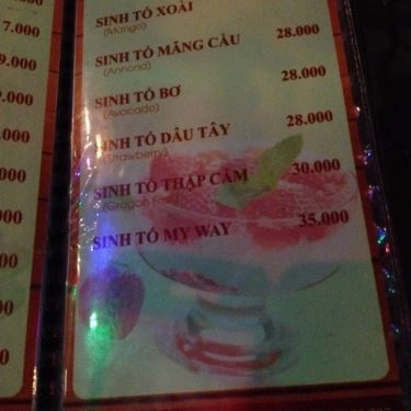 Thực đơn- Quán Ăn My Way Coffee