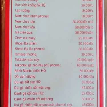 Thực đơn- Quán Ăn Mýt's Korean Food - Mì Cay