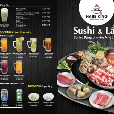 Thực đơn- Nhà Hàng Nabe King - Buffet Sushi & Lẩu - Phạm Ngọc Thạch