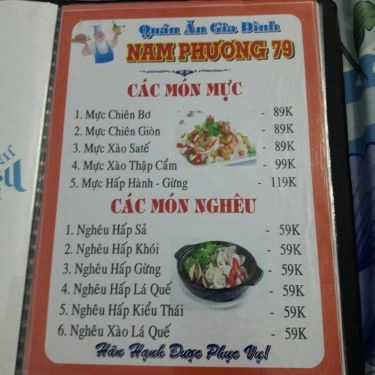 Thực đơn- Nhà Hàng Nam Phương 79 - Đặc Sản Đồng Quê