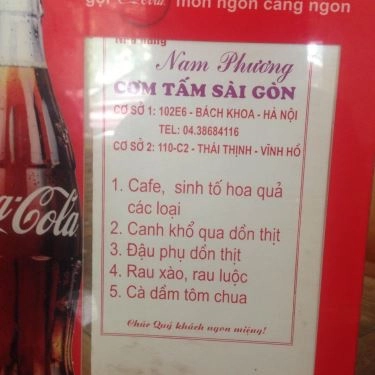 Thực đơn- Quán Ăn Nam Phương - Cơm Tấm Sài Gòn - Tạ Quang Bửu