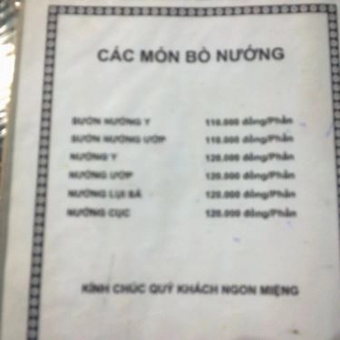 Thực đơn- Quán Ăn Bò Tơ Tây Ninh Năm Sánh - Nguyễn Oanh