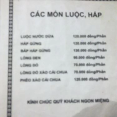 Thực đơn- Quán Ăn Bò Tơ Tây Ninh Năm Sánh - Nguyễn Oanh
