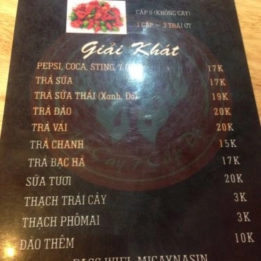 Thực đơn- Quán Ăn Nasin - Mì Cay