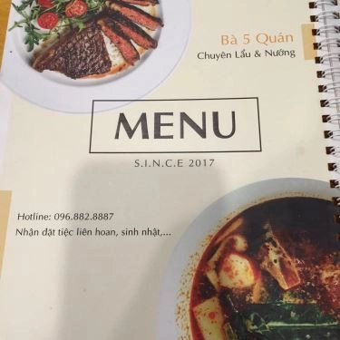 Thực đơn- Quán Ăn NB5 - Bà 5 - Đệ Nhất Nem Nướng - Đường D8