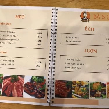 Thực đơn- Quán Ăn NB5 - Bà 5 - Đệ Nhất Nem Nướng - Đường D8
