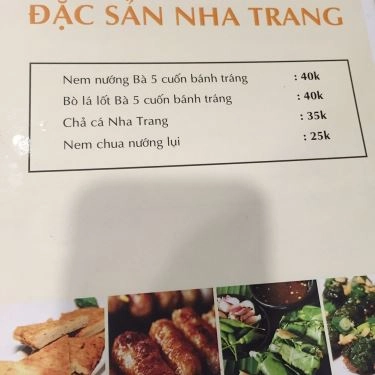 Thực đơn- Quán Ăn NB5 - Bà 5 - Đệ Nhất Nem Nướng - Đường D8