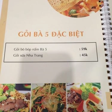 Thực đơn- Quán Ăn NB5 - Bà 5 - Đệ Nhất Nem Nướng - Đường D8