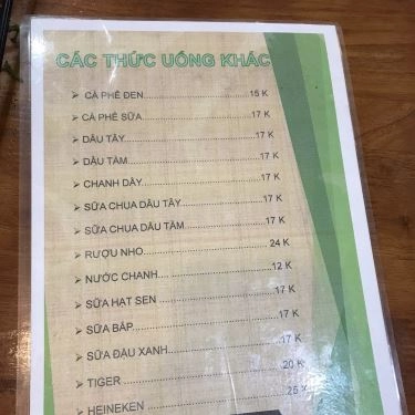 Thực đơn- Quán Ăn Dì Nương Nem Nướng & Bún Thố Mực - Nguyễn Cửu Đàm