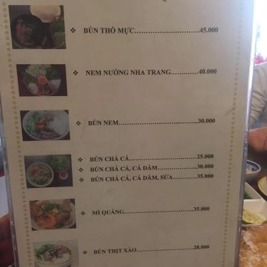 Thực đơn- Quán Ăn Dì Nương Nem Nướng & Bún Thố Mực - Nguyễn Cửu Đàm