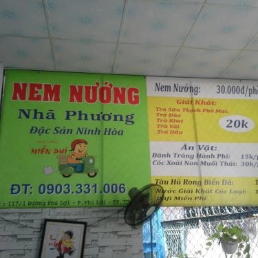 Thực đơn- Quán Ăn Nhã Phương - Nem Nướng Ninh Hòa