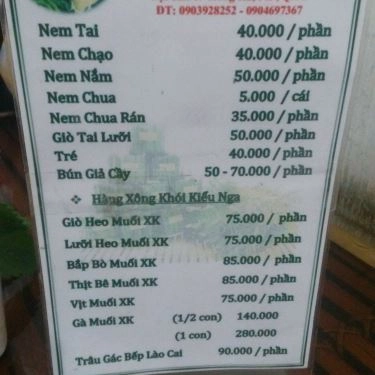 Thực đơn- Quán Ăn Nem Thính Ông Vàng
