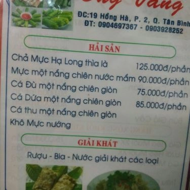 Thực đơn- Quán Ăn Nem Thính Ông Vàng