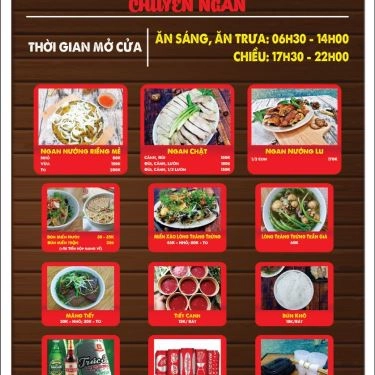 Thực đơn- Quán Ăn Ngan Mậu Dịch - Trung Liệt