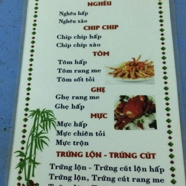 Thực đơn- Quán Ăn Quán Bà Già - Ốc Nghêu Hấp