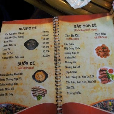 Thực đơn- Quán Ăn Ngọc Dương Quán - Dê Núi 7 Món